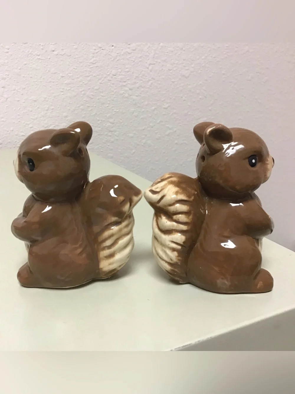 Vintage Whimsical Cottagecore Ceramic Handpainted Squirrel Salt Pepper Shakers